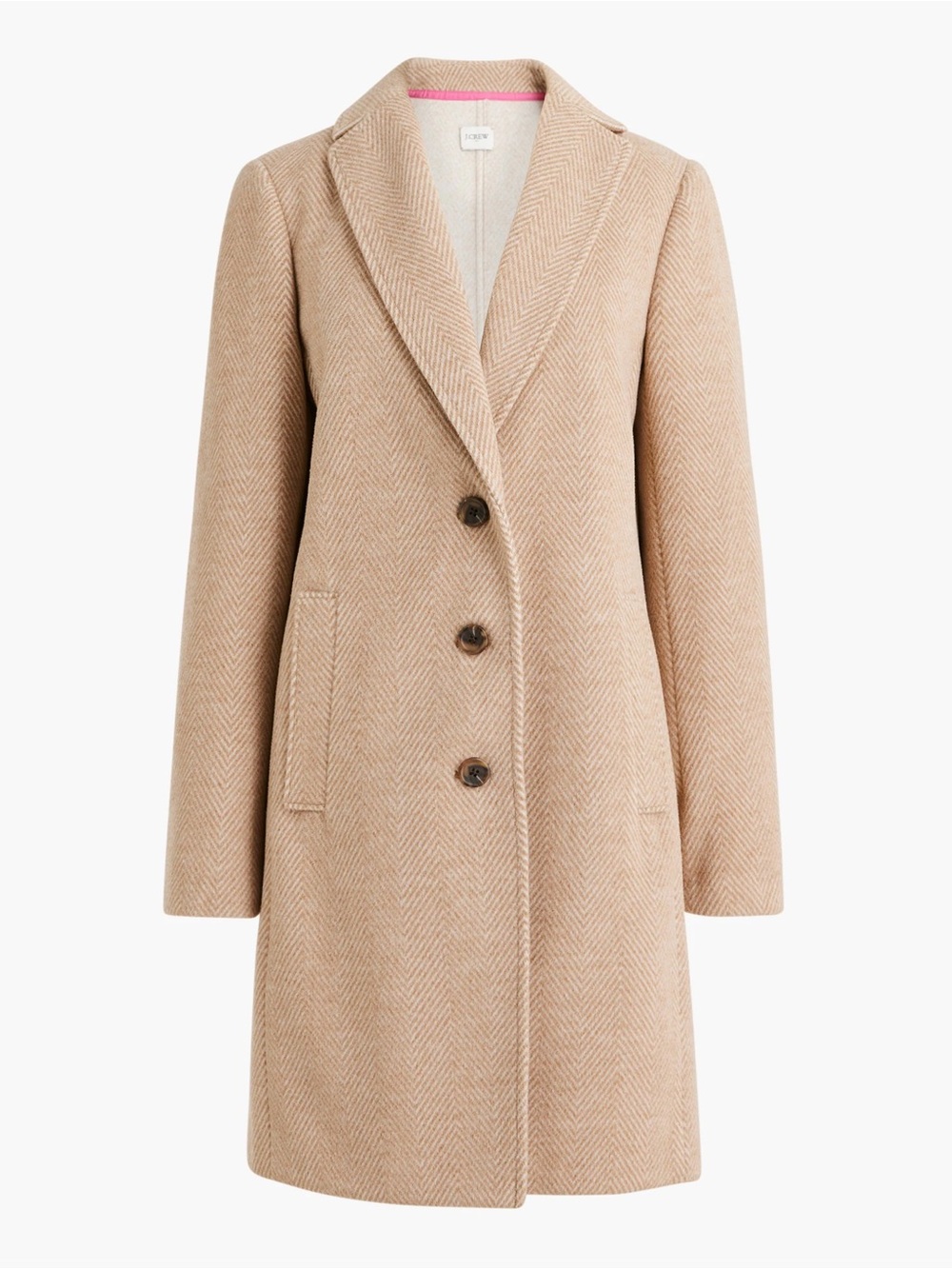J. Crew Tan Herringbone Wool-Blend Single-Breasted Trench Coat
